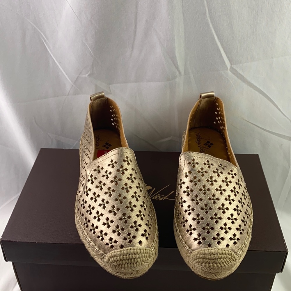 Partricia Nash Elena Espadrille Flats Gold Leather